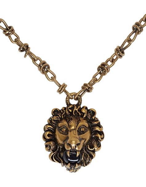 gucci necklace with lion head pendant|lion ring Gucci.